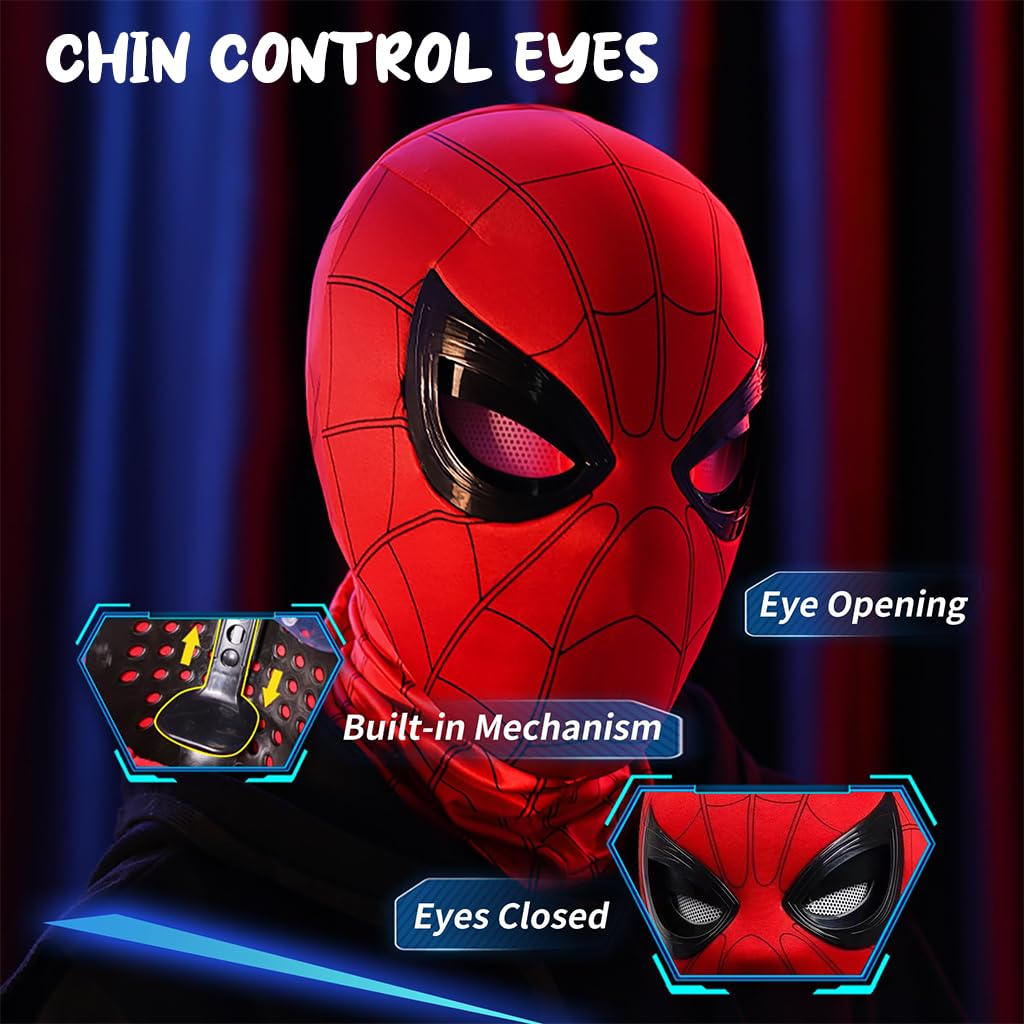 FANCYKU Halloween Mask Cosplay Spider Man Mask with Illuminated Moving Eyes Elastic Spider Man Mask for Kids Adults Party Dressing Up Prop Halloween Dress Up Mask Gift for Kids FANCYKU Halloween Mask Cosplay Spider Man Mask with Illuminated Moving Eyes Elastic Spider Man Mask for Kids Adults Party Dressing Up Prop Halloween Dress Up Mask Gift for Kids